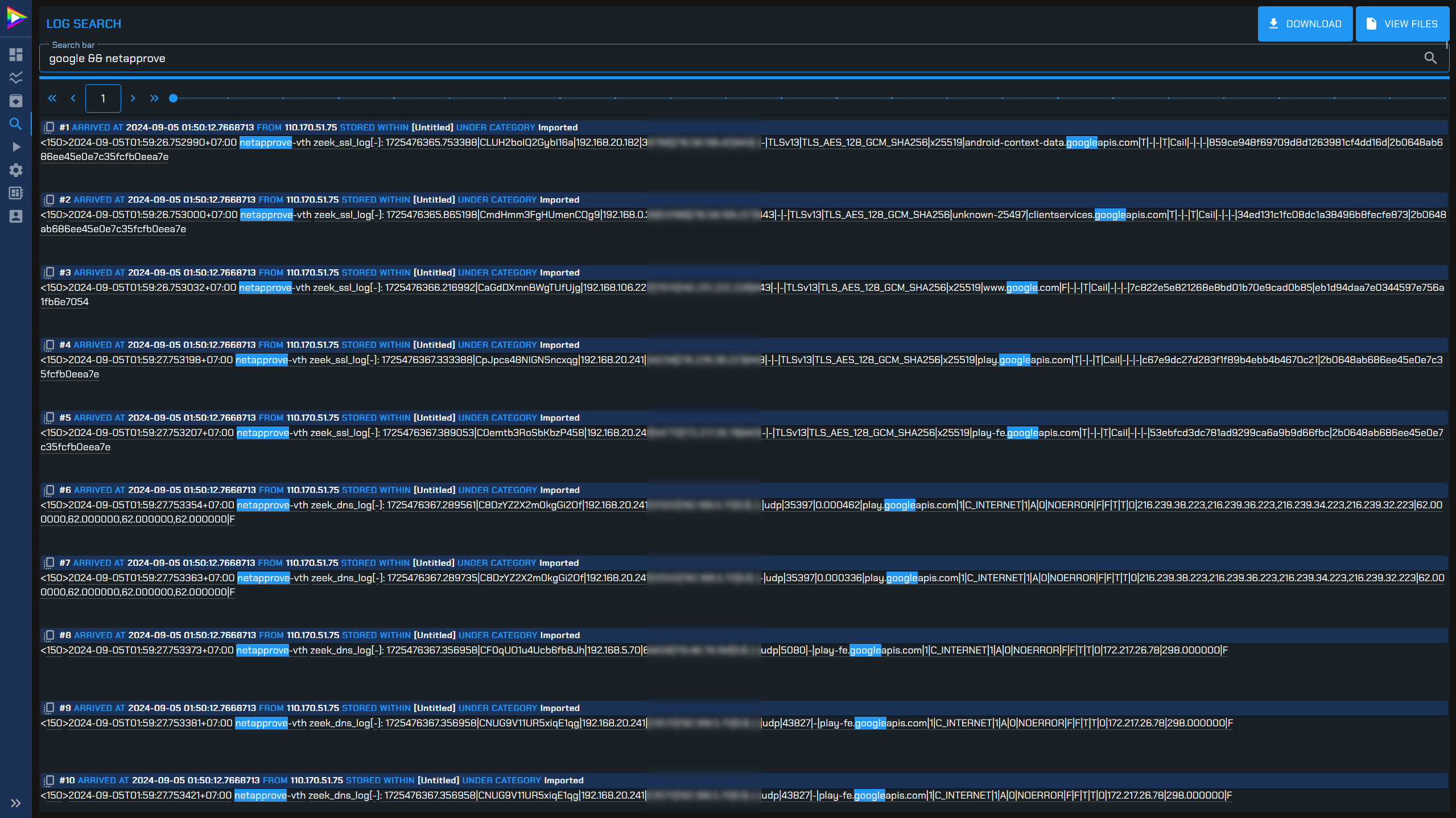 Log Management System Search Interface